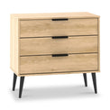 Asher Light Oak 3 Drawer Chest with black legs from Roseland furniture