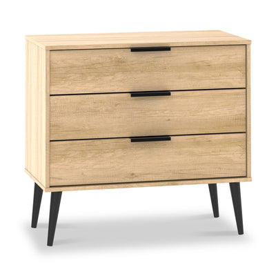 Asher Light Oak 3 Drawer Chest with Black Legs