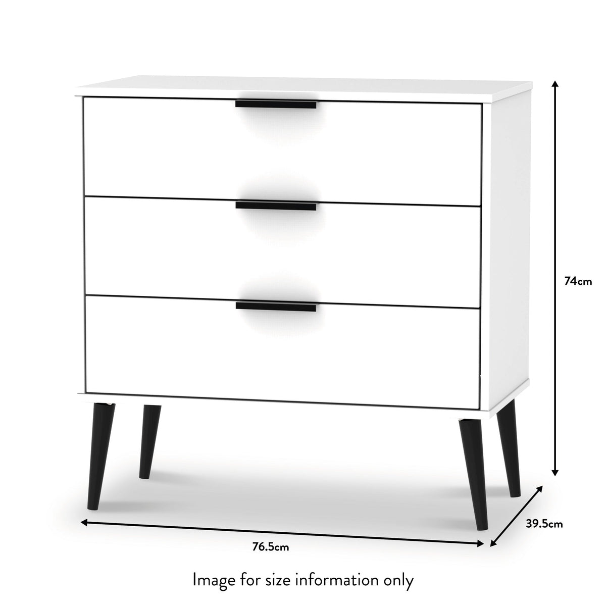 Asher White 3 Drawer Storage Chest dimensions