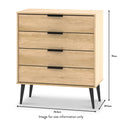 Asher Light Oak 4 Drawer Chest with black legs dimensions