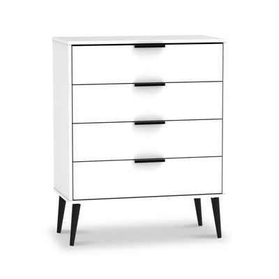 Asher White 4 Drawer Chest with Black Legs