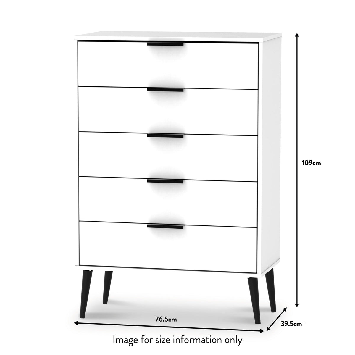 Asher White 5 Drawer Storage Chest dimensions