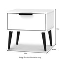 Asher White 1 Drawer Bedside Table dimensions