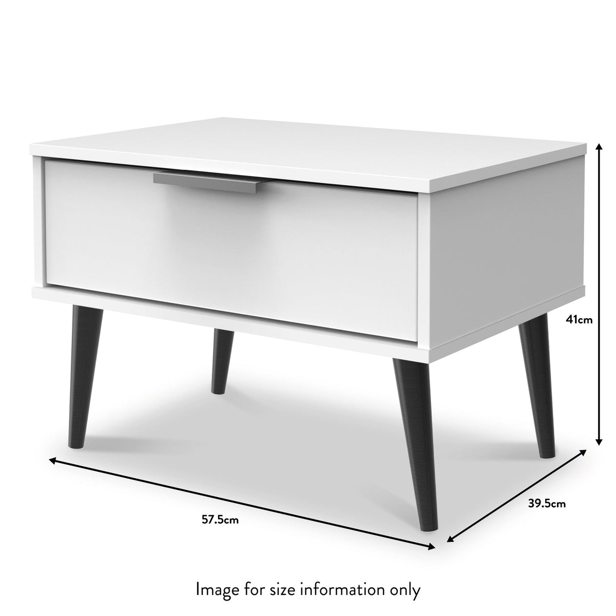 Asher White 1 Drawer Lamp Side Table dimensions