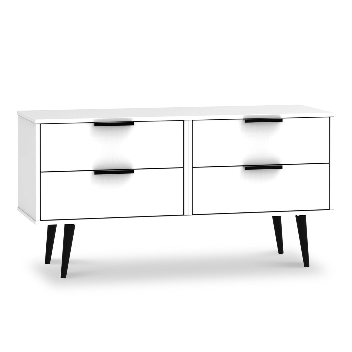 Asher White 4 Drawer Low Storage Chest from Roseland Furniture