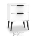 Asher White 2 Drawer Wireless Charging Bedside Table from Roseland Furniture