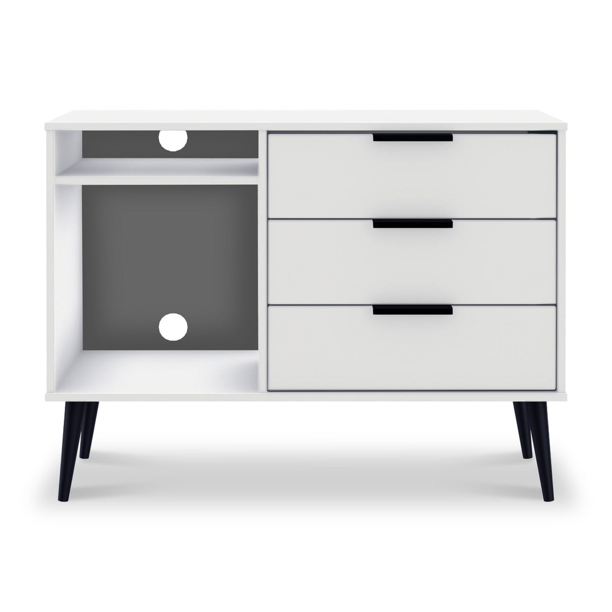 Asher White 3 Drawer TV Unit Cabinet from Roseland Furniture