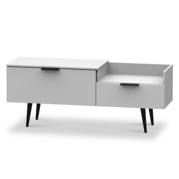 Asher White TV Console Unit with Black Legs