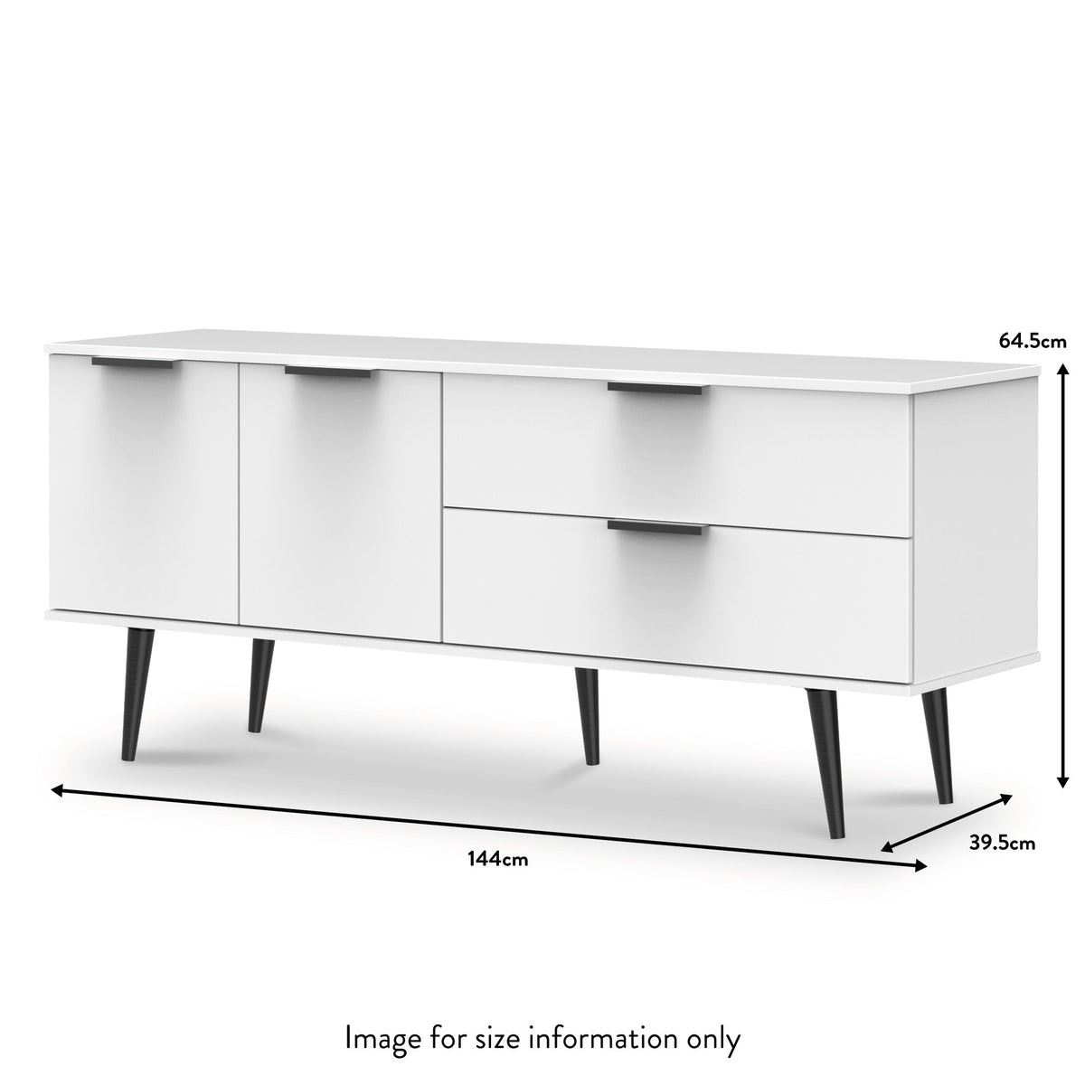 Asher White 2 Drawer 2 Door Sideboard Cabinet dimensions