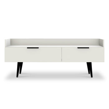 Asher White Media Console Unit with Black Legs