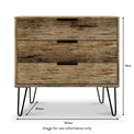 Moreno Rustic Oak 3 Drawer Chest with Black Hairpin Legs size guide