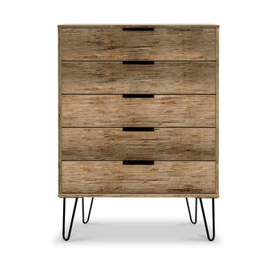 Moreno Rustic Oak 5 Drawer Chest