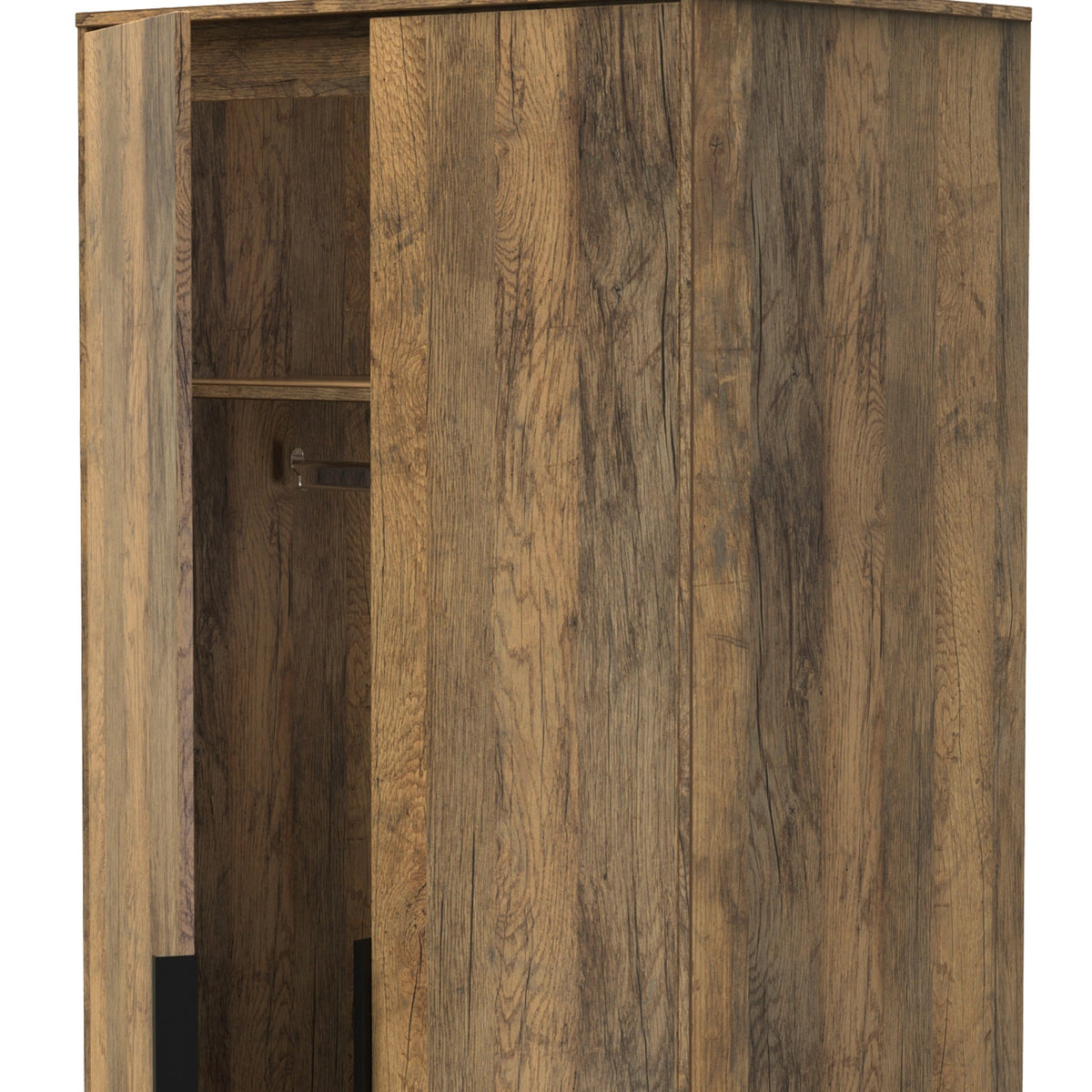 Wardrobe Rustic Large Kit Moreno Rustic Oak Wooden 2 Door Double Wardrobe with Shelf | Roseland