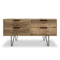 Moreno Rustic Oak Low Storage Unit with Black Hairpin Legs from Roseland Furniture