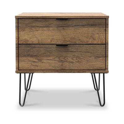 Moreno Rustic Oak 2 Drawer Side Table