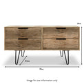 Moreno Rustic Oak Low Storage Unit with Black Hairpin Legs dimension guide