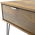 Moreno Rustic Oak 1 Drawer Lamp Side Table with Black Hairpin Legs