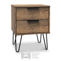 Morena Rustic Oak Wireless Charging 2 Drawer Bedside Table Cabinet from Roseland Furniture