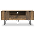 Moreno Rustic Oak Wide TV Unit with Black Hairpin Legs from Roseland Furniture