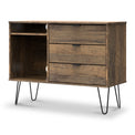 Moreno Rustic Oak 3 Drawer Tv Unit with Black Hairpin Legs for Living Room