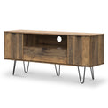 Moreno Rustic Oak Wide TV Unit with Black Hairpin Legs and 2 cupboards