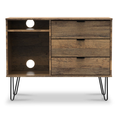 Moreno Rustic Oak 3 Drawer TV Unit