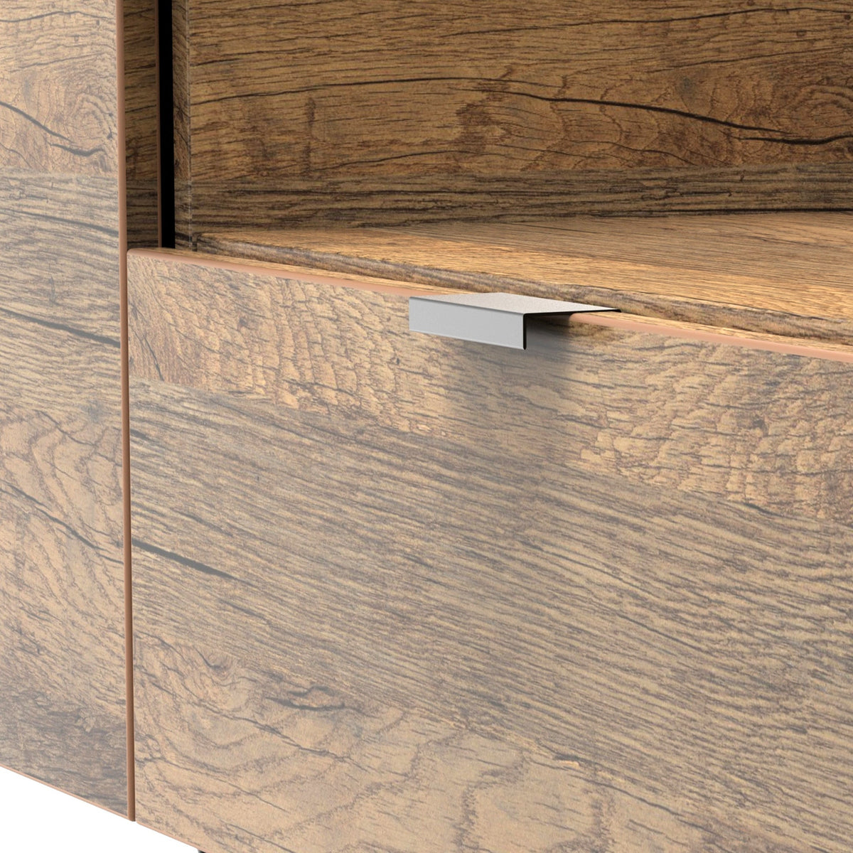 Moreno Rustic Oak TV Console Unit with Black Hairpin Legs