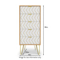 Mila White with Gold Hairpin Legs 5 Drawer Tallboy from Roseland size