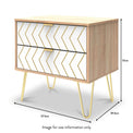 Mila White with Gold Hairpin Legs 2 Drawer Side Table White / Bardolino from Roseland size