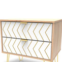 Mila White with Gold Hairpin Legs 2 Drawer Side Table White / Bardolino from Roseland
