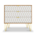 Mila White with Gold Hairpin Legs 3 Drawer Chest from Roseland