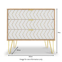 Mila White with Gold Hairpin Legs 3 Drawer Chest from Roseland size
