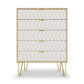 Mila White with Gold Hairpin Legs 5 Drawer Chest from Roseland