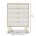 Mila White with Gold Hairpin Legs 5 Drawer Chest from Roseland size