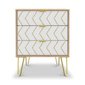 Mila White with Gold Hairpin Legs 3 Drawer Sideboard from Roseland