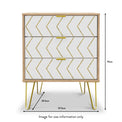Mila White with Gold Hairpin Legs 3 Drawer Sideboard from Roseland size