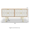 Mila White with Gold Hairpin Legs 4 Drawer Low Storage Unit from Roseland size