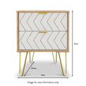Mila White with Gold Hairpin Legs Wireless Charging 2 Drawer Bedside from Roseland size