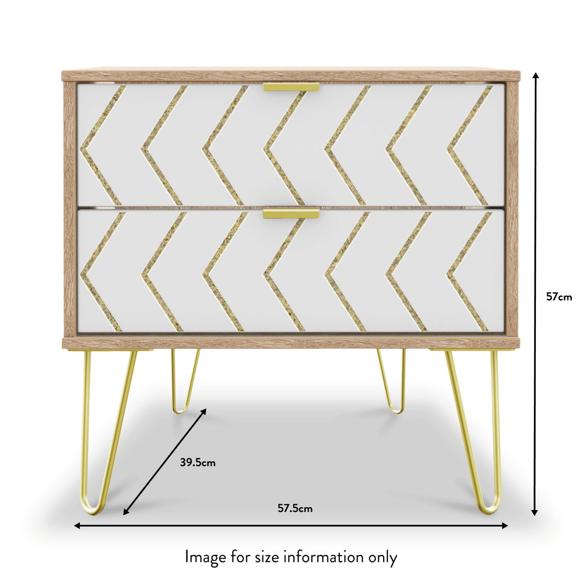 Mila White with Gold Hairpin Legs Wireless Charging 2 Side Table from Roseland size