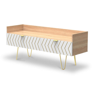 Mila White with Gold Hairpin Legs Media Console Unit