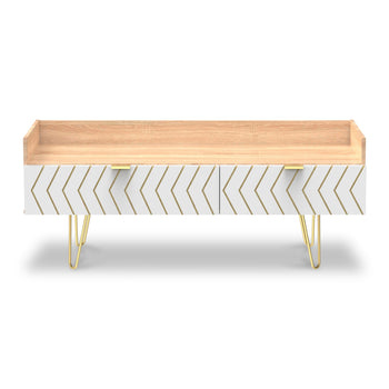 Mila White with Gold Hairpin Legs Media Console Unit