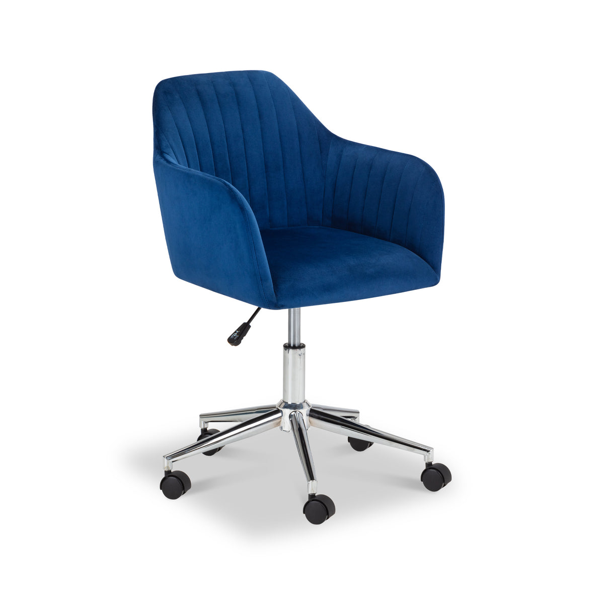 Malvern Navy Blue Velvet Swivel Office Chair from Roseland Furniture