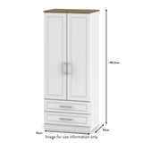 Talland White 2 Door 2 Drawer Wardrobe from Roseland size