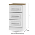 Talland White Wireless Charging 3 Drawer Bedside from Roseland size