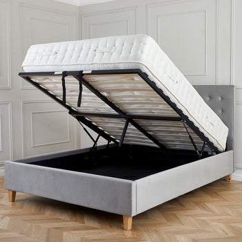 Kia Velvet Ottoman Storage Bed Frame