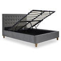 Kia Grey Velvet Ottoman Storage Bed Frame
