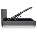 Kia Grey Velvet Ottoman Storage Bed Frame