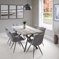 Allen 1.8m Dining Table with 6 Addison Light Grey Chairs