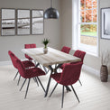 Allen 1.8m Dining Table with 6 Addison Red Chairs