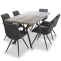 Allen 1.8m Dining Table with 6 Addison Dark Grey Chairs